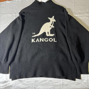 Kangol x H&M Knit Sweater Black Logo Oversized Crewneck Size M